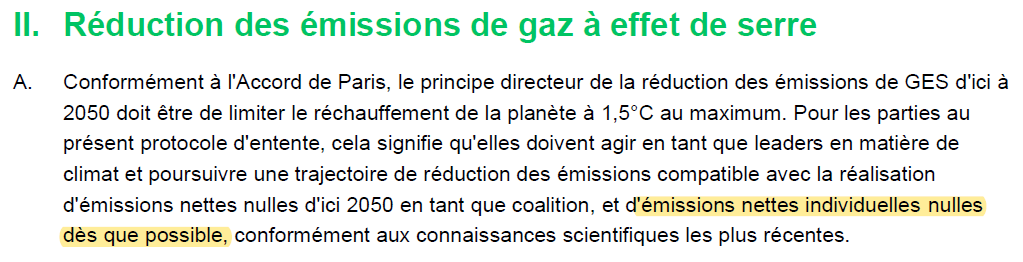 Réduction des émissions de gaz à effet de serre - émissions nettes individuelles nulles